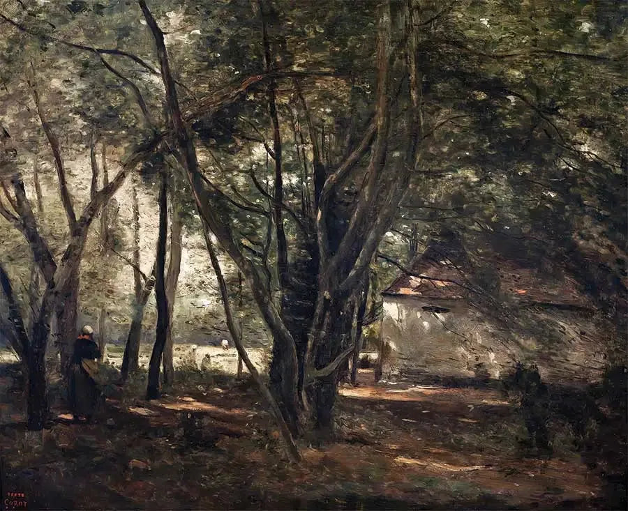 Brunoy, groene laan nabij de boerderij - Jean-Baptiste Camille Corot