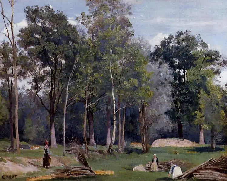 Bûcheronnes in een weide aan de rand van het bos. Ville d'Avray - Jean-Baptiste Camille Corot
