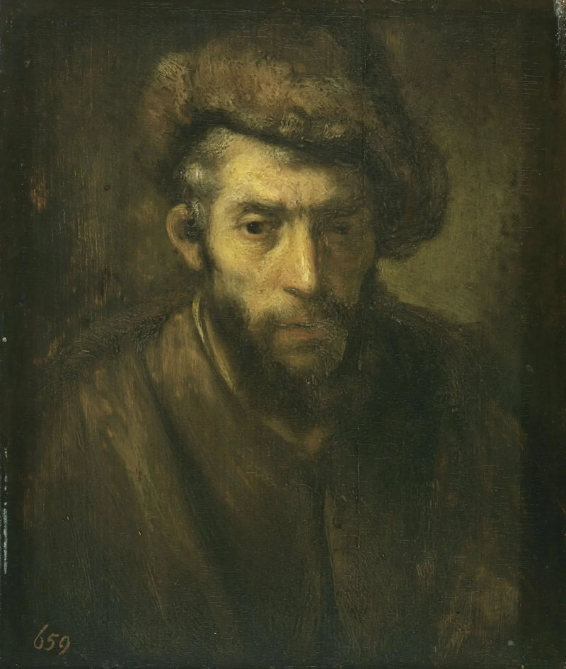 Buste van een man met een bonthoed - Rembrandt