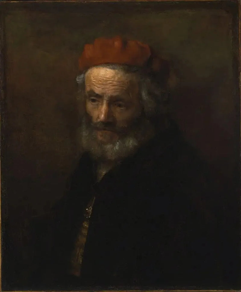 Buste van een oude man met een rode hoed - Rembrandt