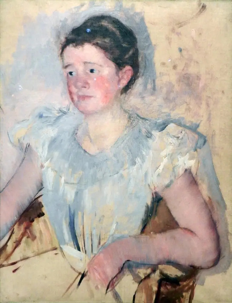 Buste van een vrouw in witte corsage - Mary Cassatt
