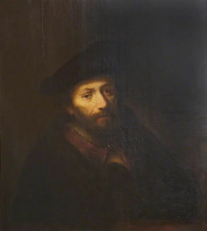 Buste van een man met baard en baret - Rembrandt
