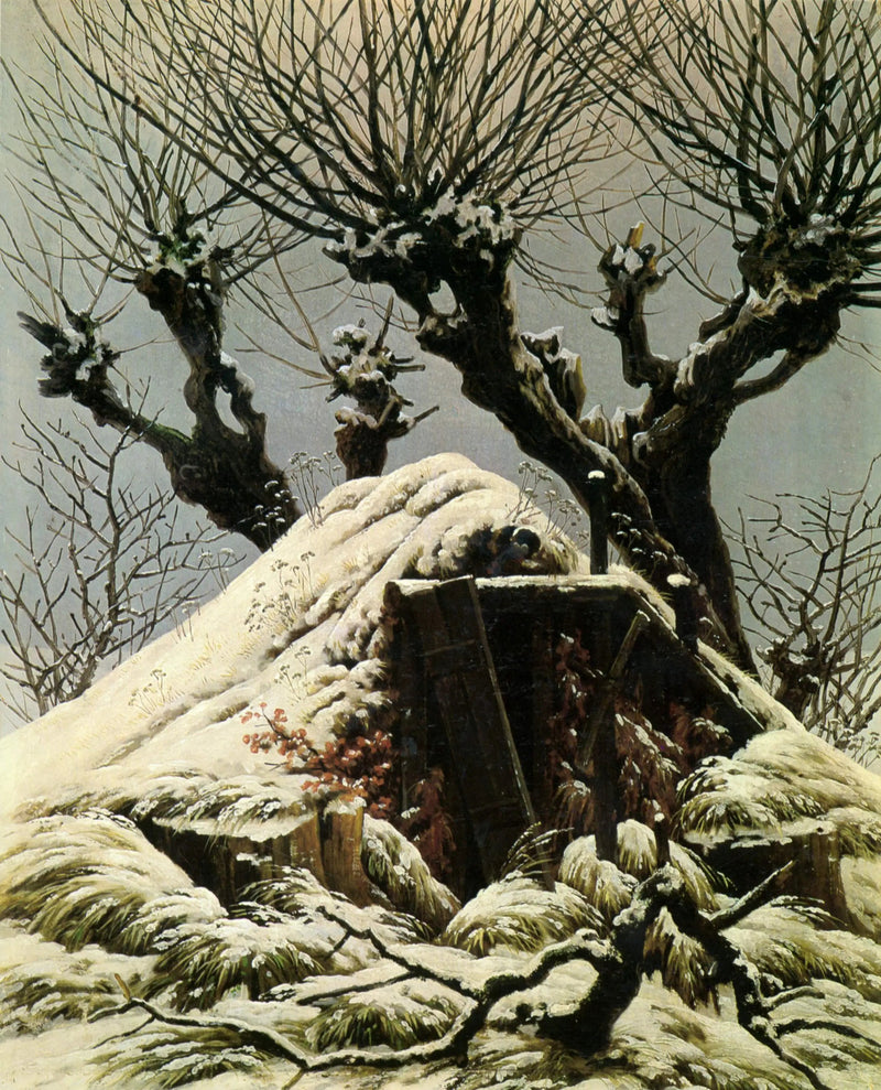 Hütte onder de sneeuw - Caspar David Friedrich