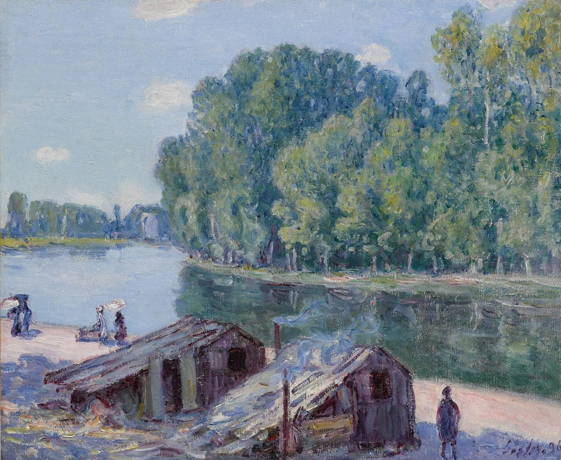 Hooibergen aan de oever van het Loing-kanaal, Zonneffect - Alfred Sisley