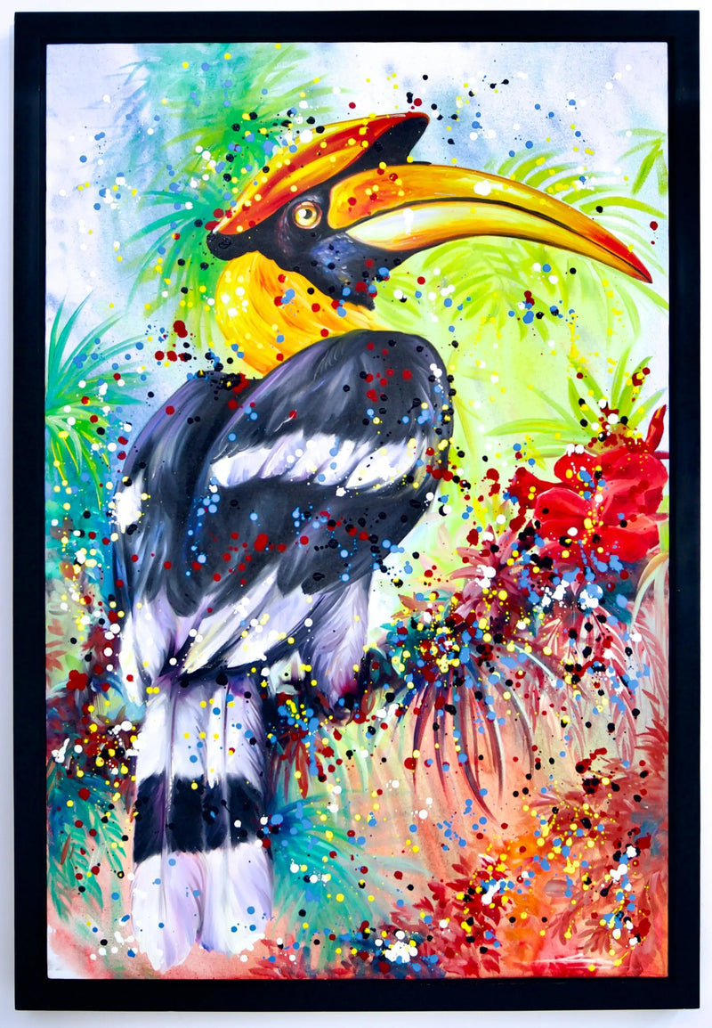 Pop Art Neushoornvogel | 80x120cm