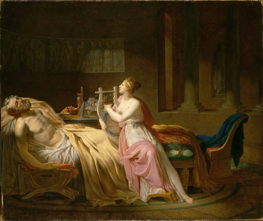 Calliope die huilt om Homerus - Jacques-Louis David