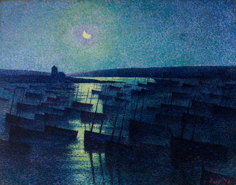 Camaret, maanlicht en vissersboten - Maximilien Luce