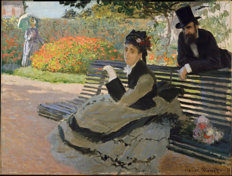 Camille Monet op een tuinbankje W281 - Claude Monet