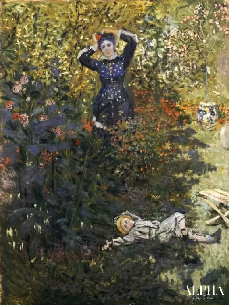 Camille et Jean Monet au jardin d'Argenteuil - Claude Monet - Reproductions de tableaux et peintures haut de gamme