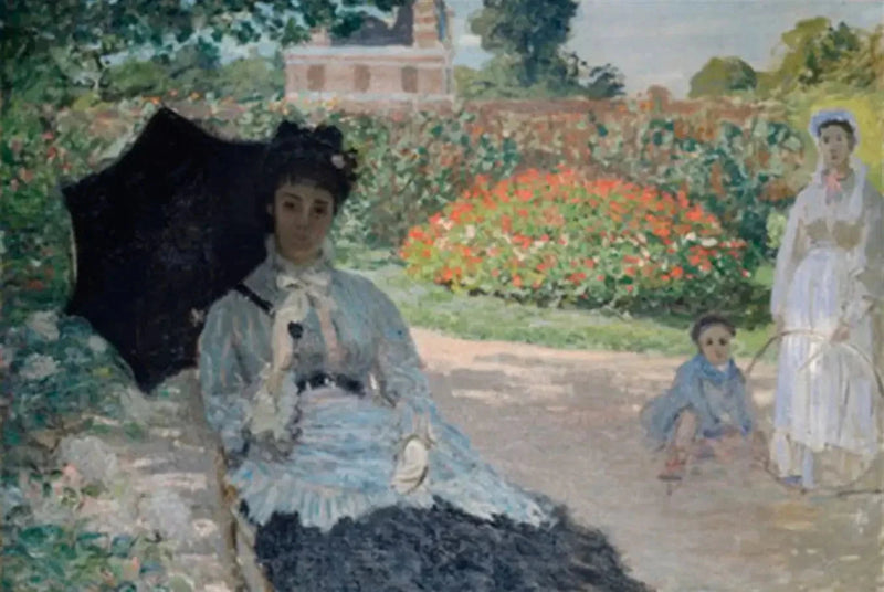 Camille in de tuin met Jean en haar goede W280 - Claude Monet