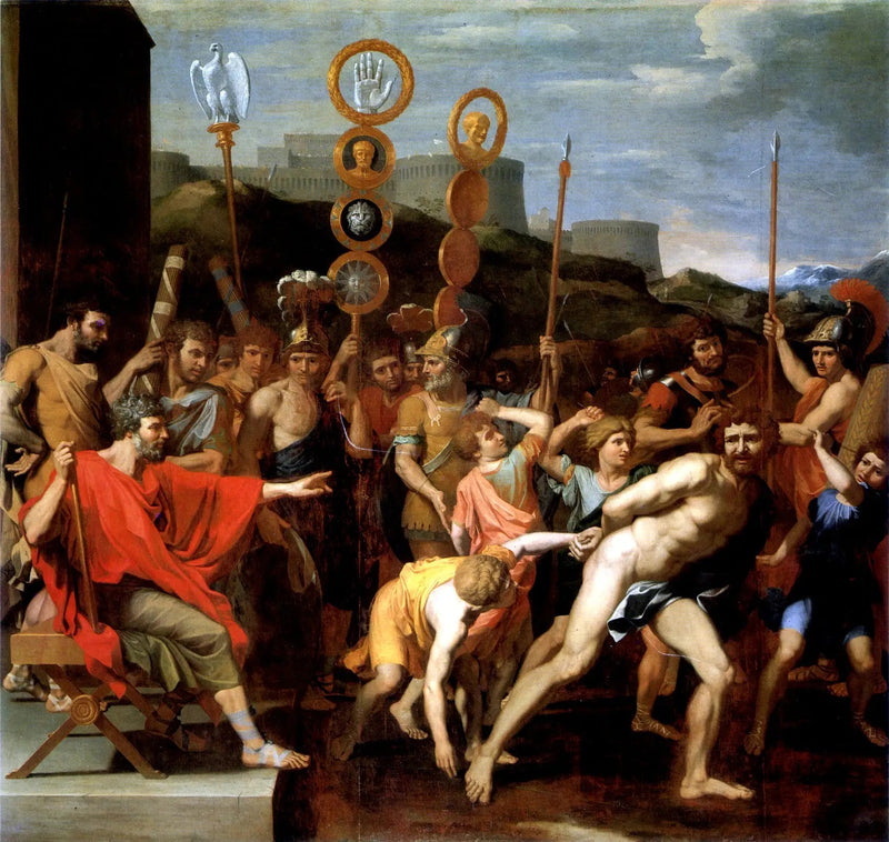 Camille geeft de schoolmeester van Faléries aan zijn schoolkinderen - Nicolas Poussin