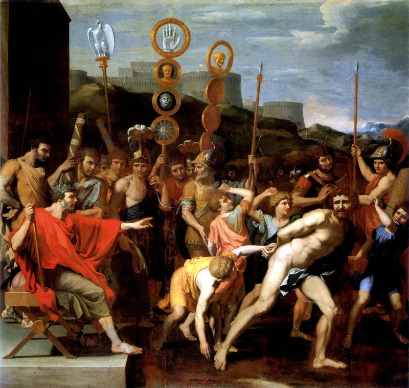 Camille geeft de schoolmeester van Faléries aan zijn schoolkinderen - Nicolas Poussin