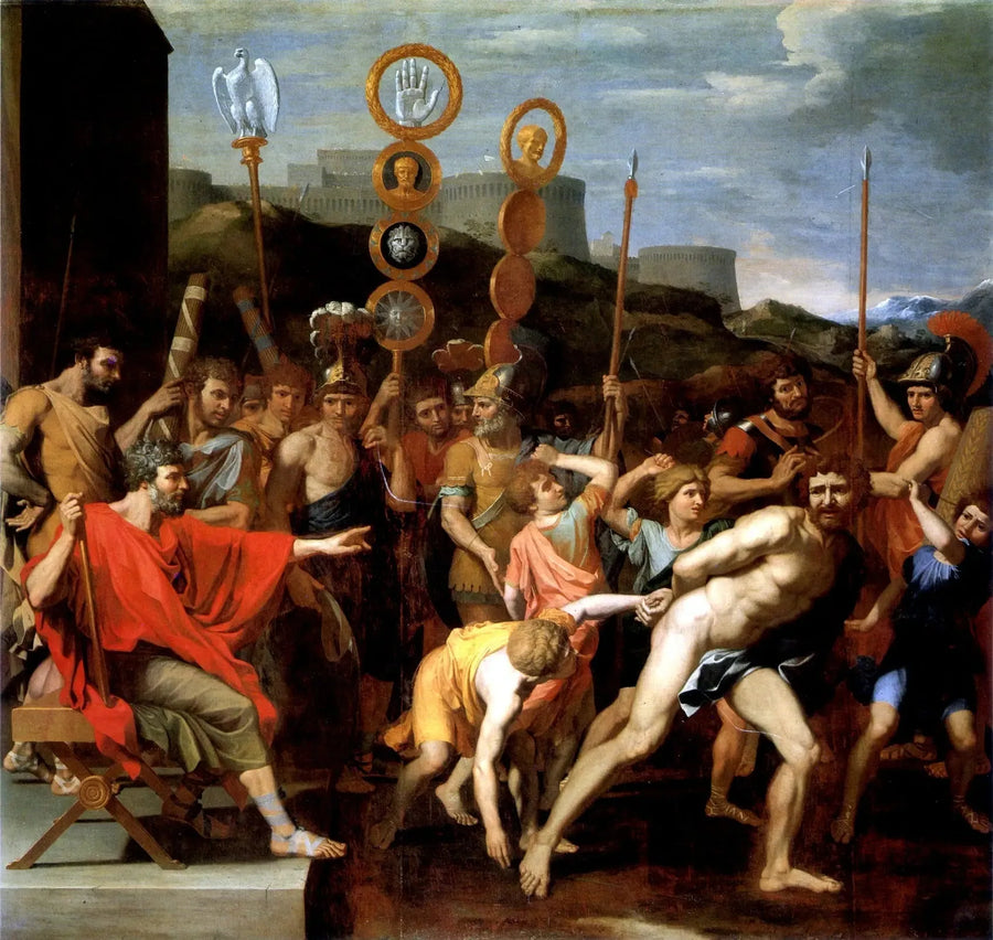 Camille geeft de schoolmeester van Faléries aan zijn schoolkinderen - Nicolas Poussin