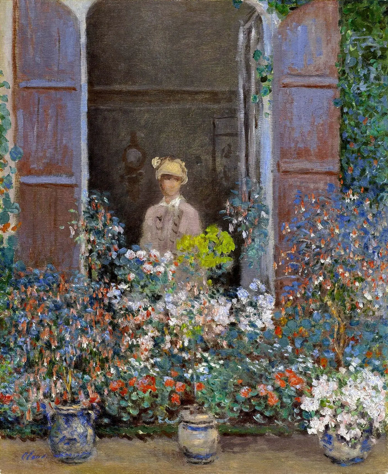 Camille Monet bij het raam - Claude Monet