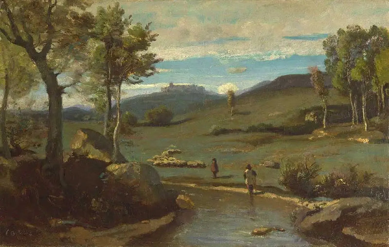 Romeinse Campagne – Rotsachtige Vallei met een kudde - Jean-Baptiste Camille Corot