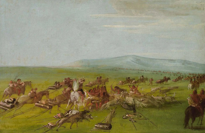 Comanche kampement in beweging, hondengevecht onderweg - George Catlin

Source:
Campement Comanche en mouvement, combat de chiens en route - George Catlin