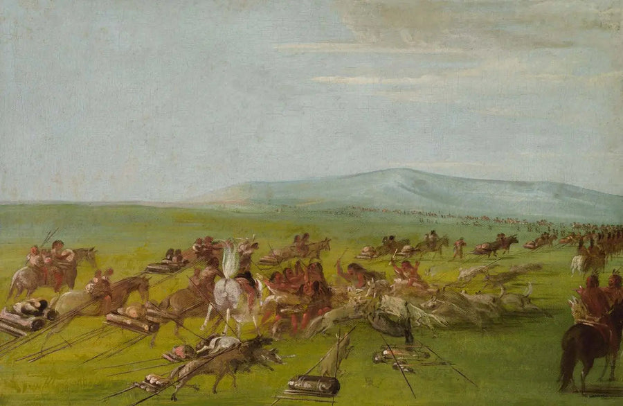 Comanche kampement in beweging, hondengevecht onderweg - George Catlin

Source:
Campement Comanche en mouvement, combat de chiens en route - George Catlin