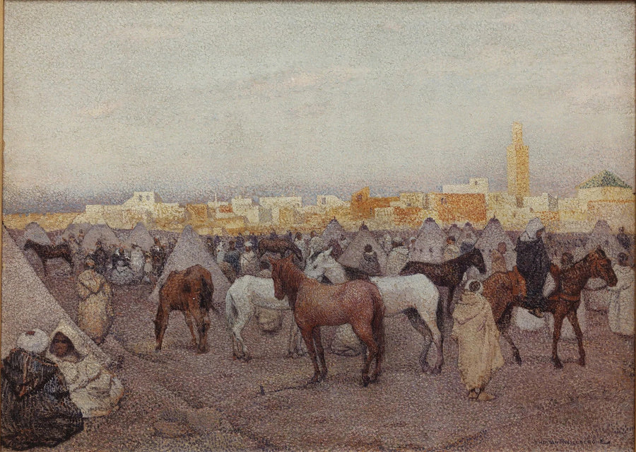 Tentenkamp of paardenmarkt bij Marrakech - Théo van Rysselberghe