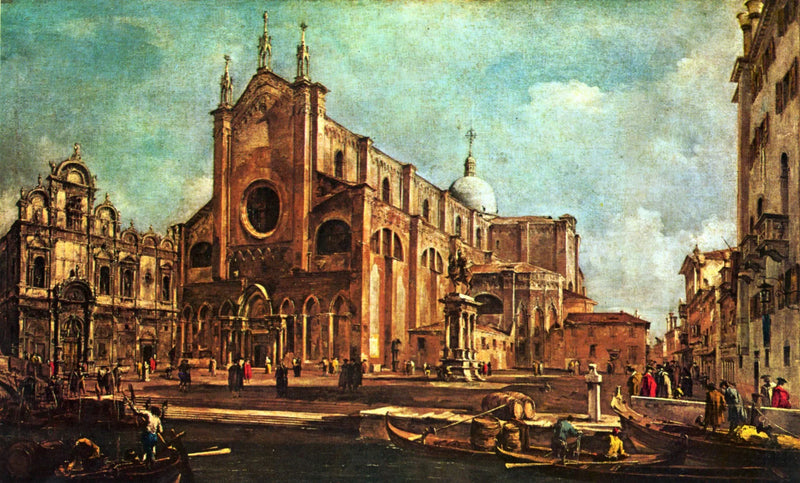 Kerkplein van Santi Giovanni en Paolo, met de School van San Marco in Venetië - Francesco Guardi