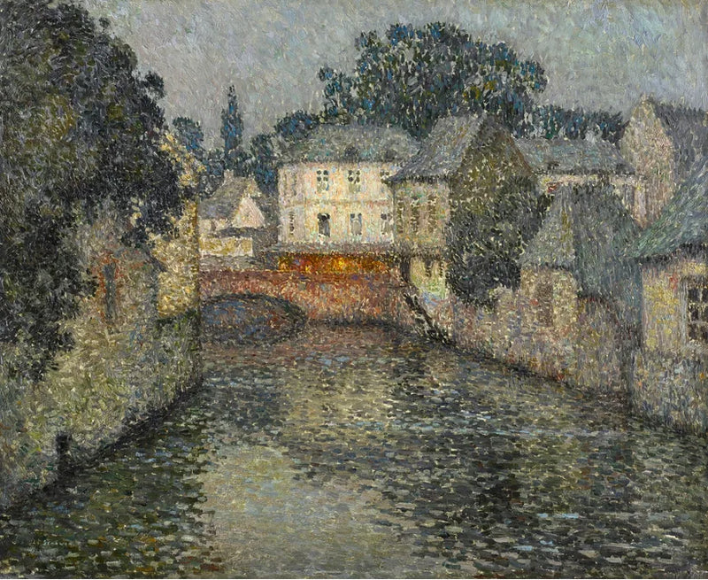 Kanaal met wit huis, Harfleur - Henri Le Sidaner