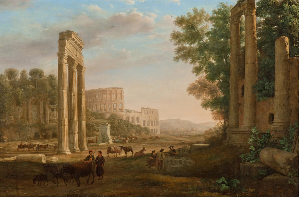 Capriccio avec les ruines du Forum romain - Claude Lorrain image 1 tableau peint à l’huile sur toile