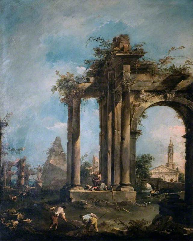 Capriccio met ruïnes en figuren - Francesco Guardi