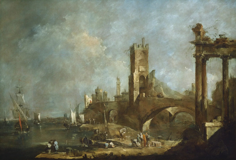 Capriccio van een haven - Francesco Guardi