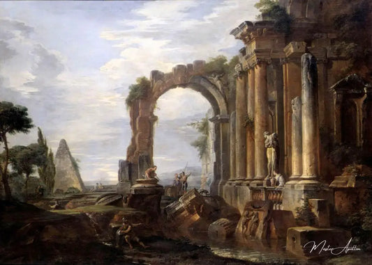 Capriccio de ruines classiques, 1730 - Giovanni Paolo Panini - Reproductions de tableaux et peintures haut de gamme