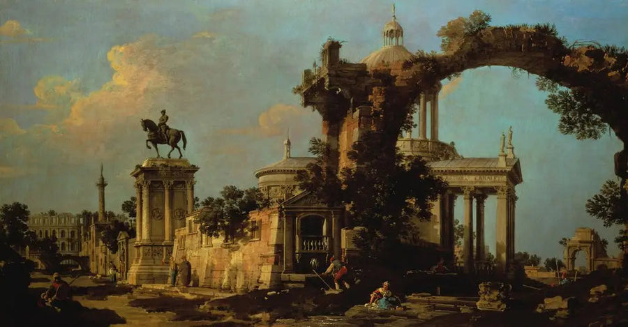 Capriccio van Romeinse ruïnes met een koepelkerk en het monument Colleoni - Canaletto

Source:
Capriccio de ruines romaines avec une église à coupole et le monument Colleoni - Canaletto