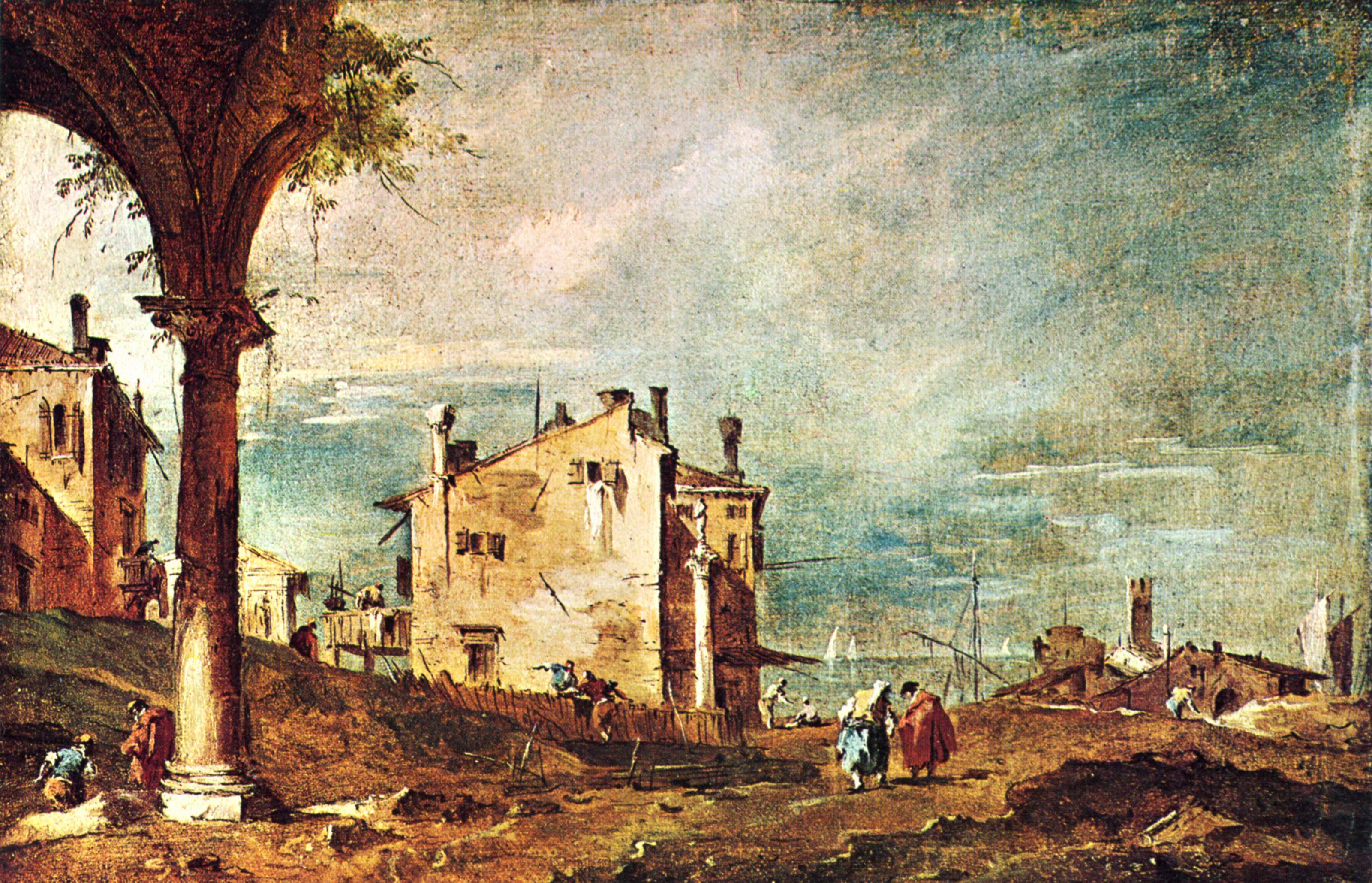 Capriccio: Ruines d’une arche et fermes au bord d’une lagune - Francesco Guardi - Alpha Reproduction