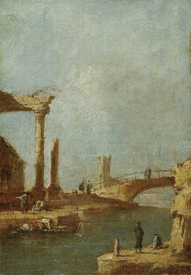 Capriccio: Ruïnes en een brug - Francesco Guardi