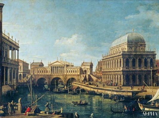Capriccio : une conception palladienne pour le pont du Rialto  - Giovanni Antonio Canal - Reproductions de tableaux et peintures haut de gamme
