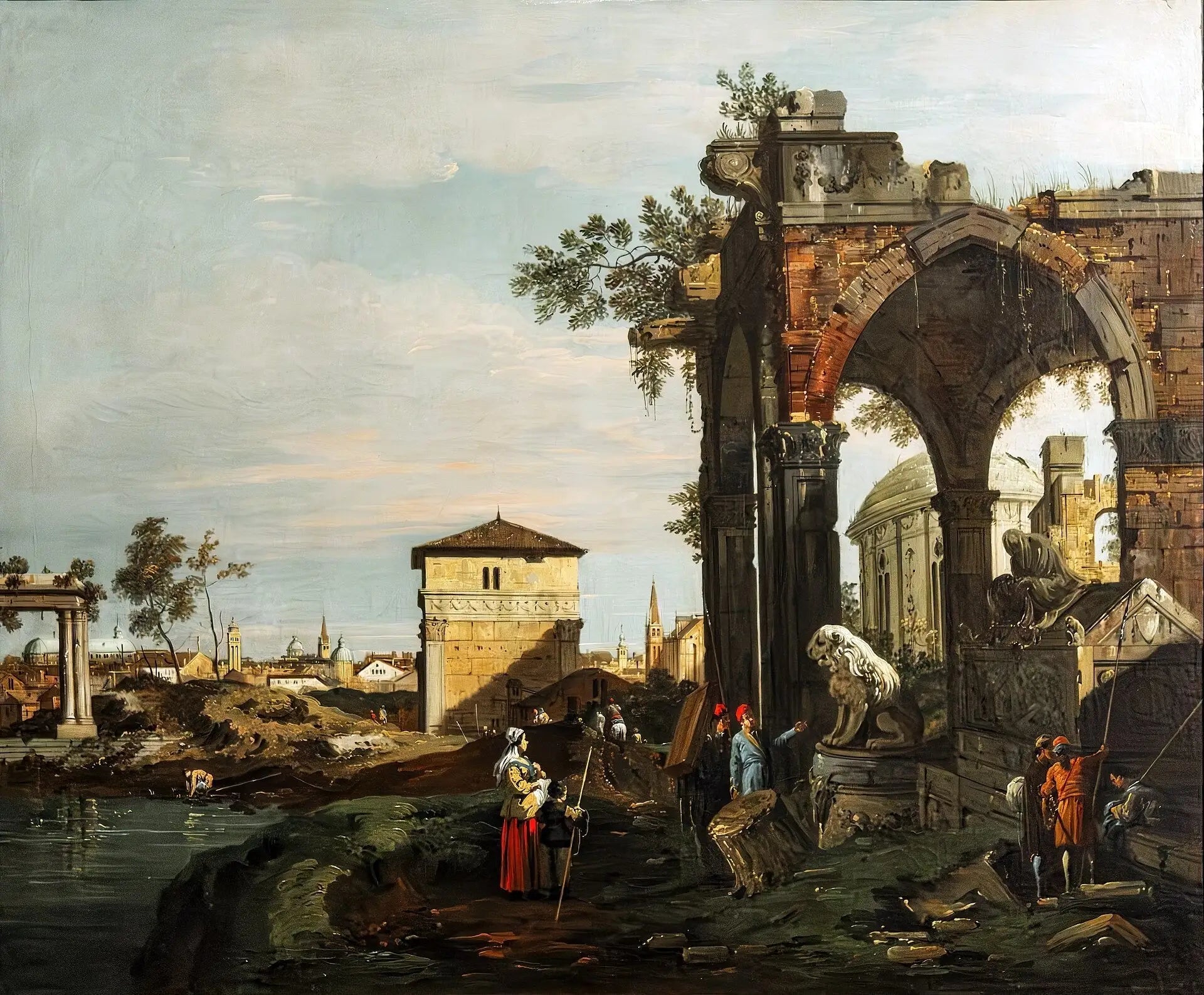 Caprice avec ruines et la Porte Portello à Padoue - Canaletto - Alpha Reproduction