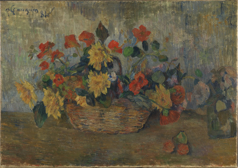 Capucines en dahlia's in een mand - Paul Gauguin