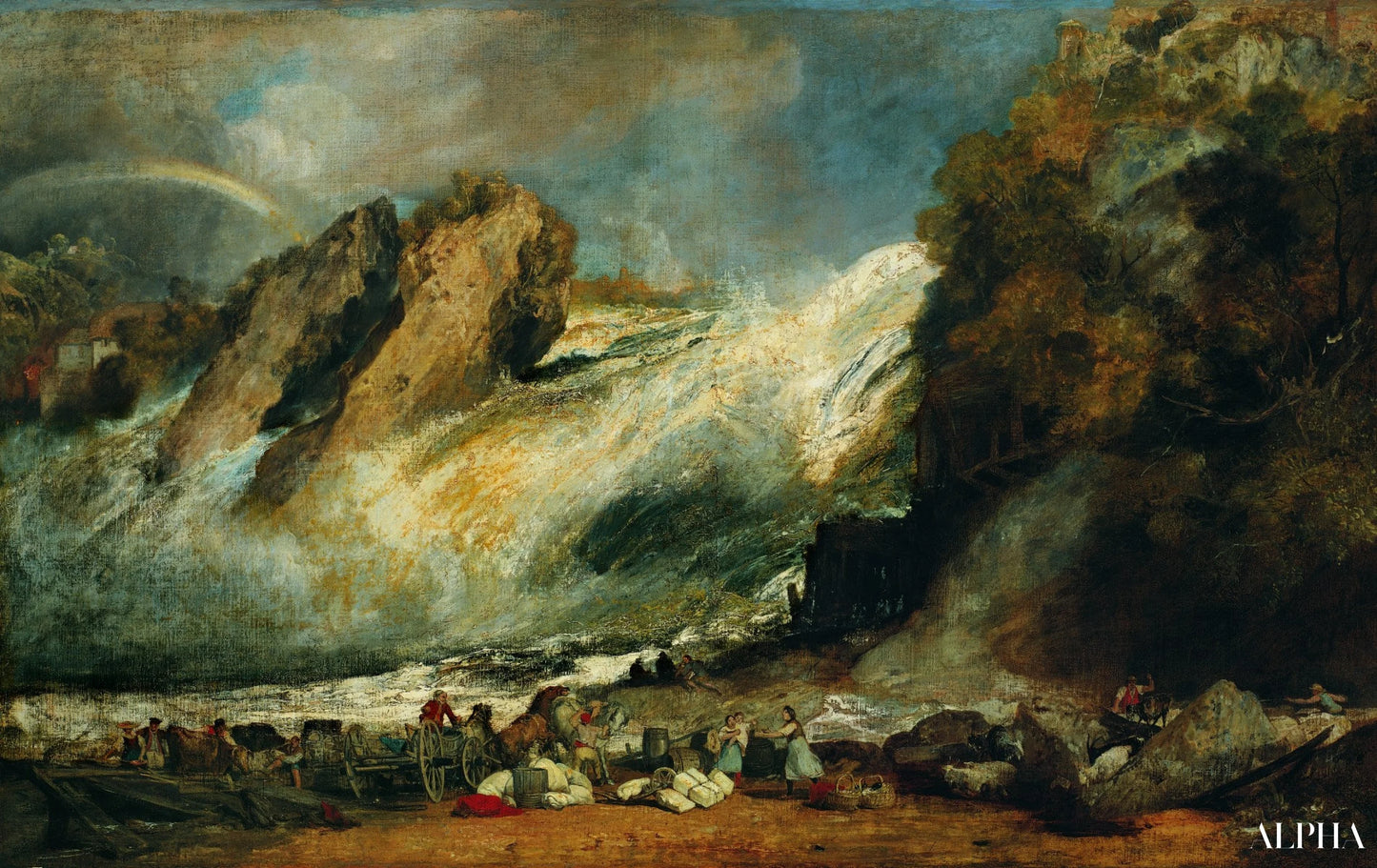 Waterval van de Rijn nabij Schaffhausen - William Turner - Reproducties van schilderijen en hoogwaardige schilderijen