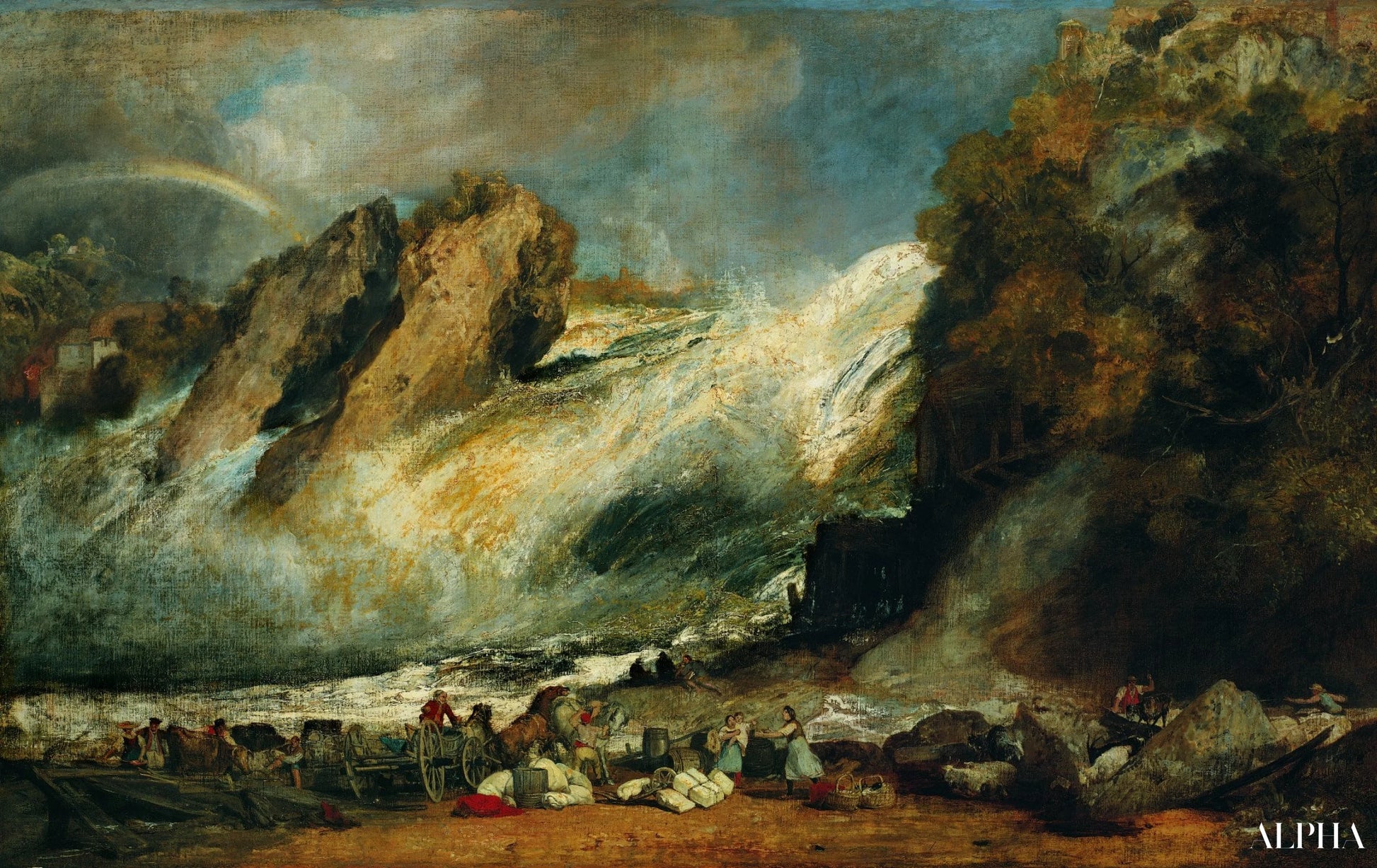 Waterval van de Rijn nabij Schaffhausen - William Turner - Reproducties van schilderijen en hoogwaardige schilderijen