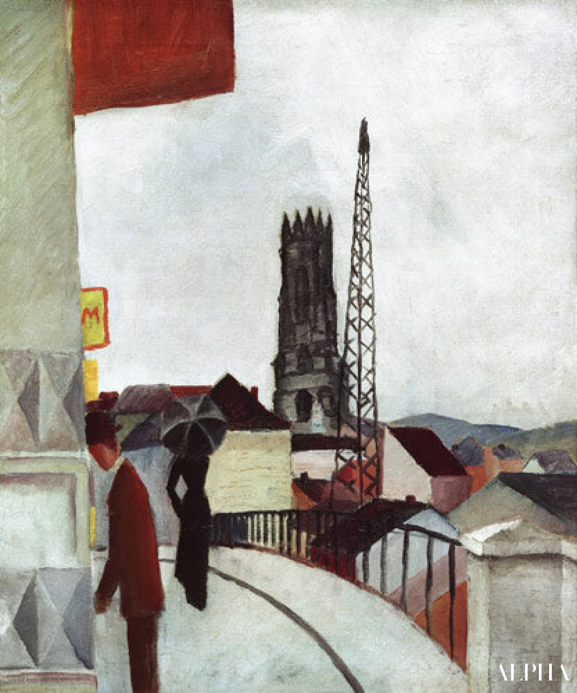 Kathedraal in Freiburg in Zwitserland - August Macke - Reproducties van schilderijen en hoogwaardige schilderijen