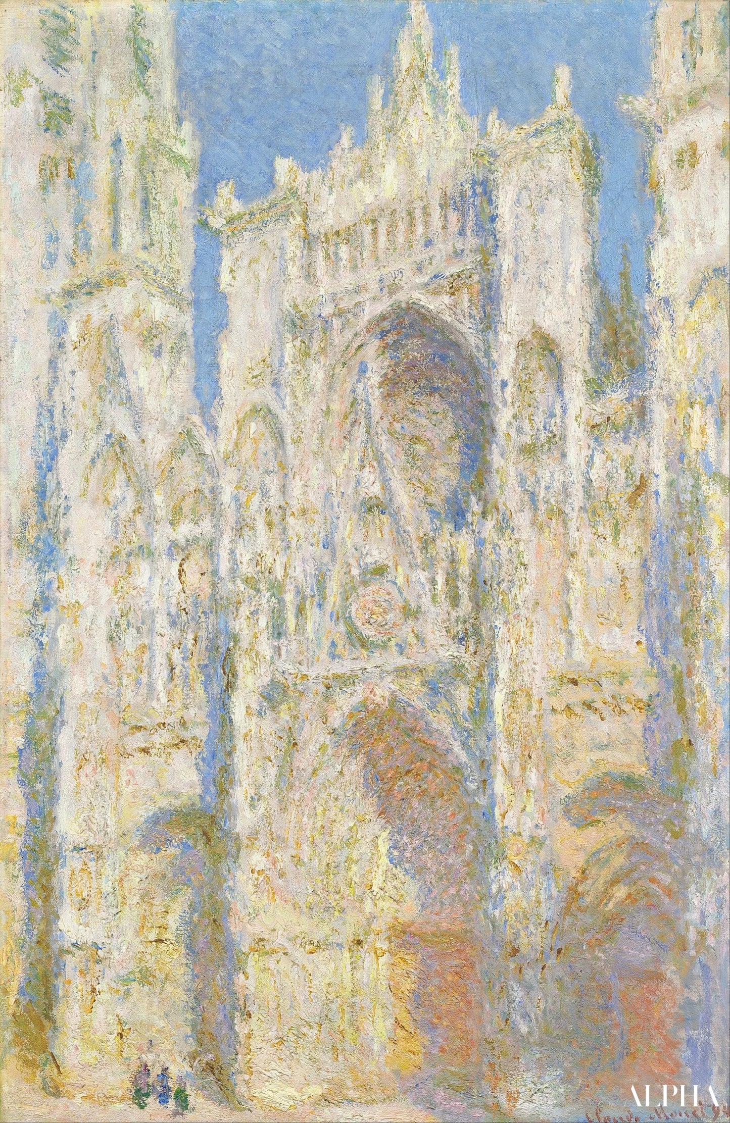 "Kathedraal van Rouen, westgevel, in de zon (W1324) - Claude Monet - Reproducties van schilderijen en hoogwaardige schilderijen"