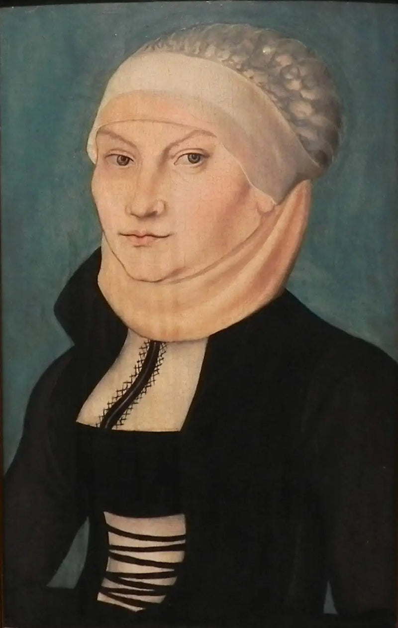 Catherine de Bora, in bust, kijkend naar links - Lucas Cranach de Oudere