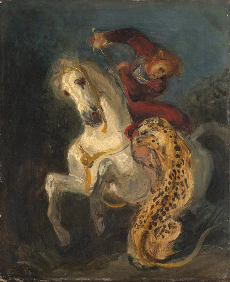 Ruiter aangevallen door een jaguar - Eugène Delacroix