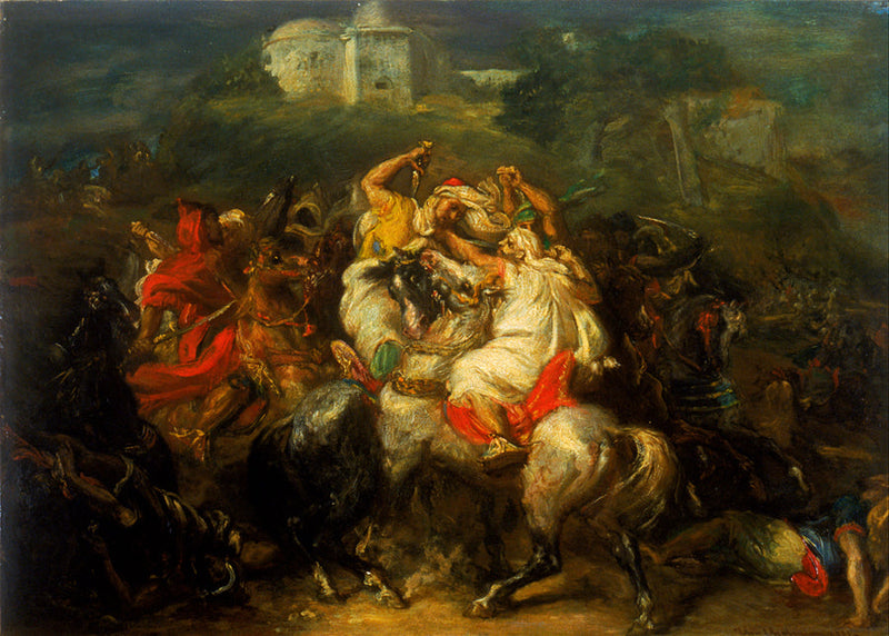 Arabische ridders in gevecht - Théodore Chassériau