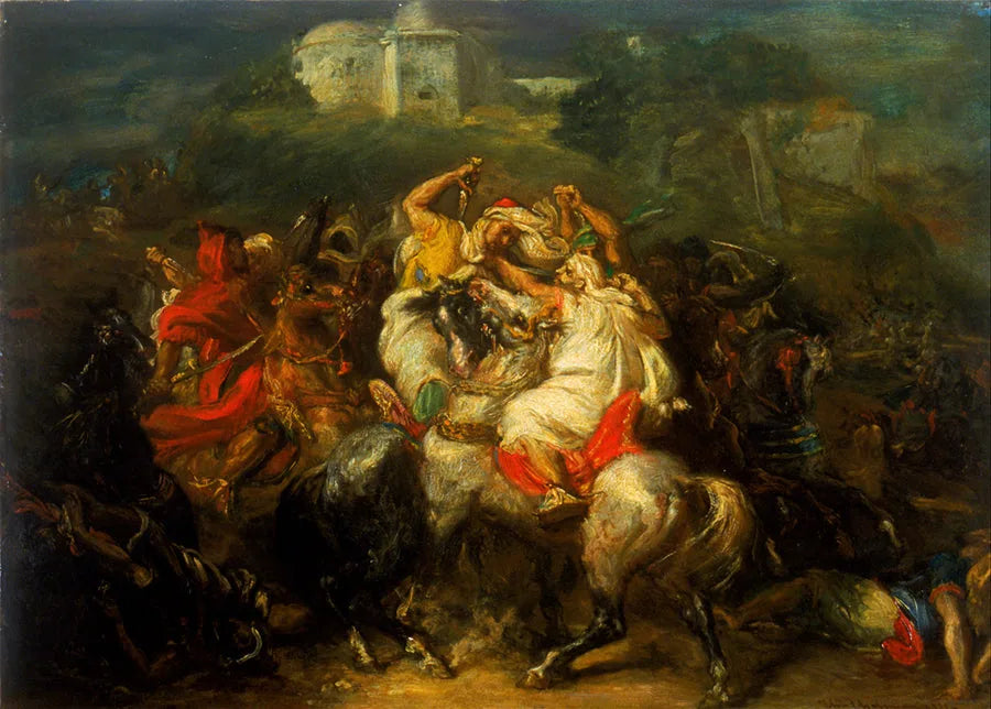 Arabische ridders in gevecht - Théodore Chassériau