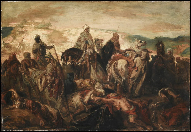 Arabische ridders die hun doden dragen, na een affaire tegen spahis - Théodore Chassériau