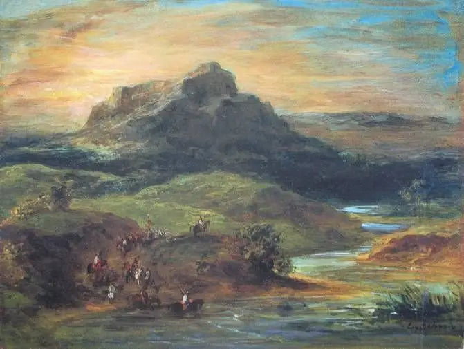 Arabische ruiters die de Sébou oversteken - Eugène Delacroix