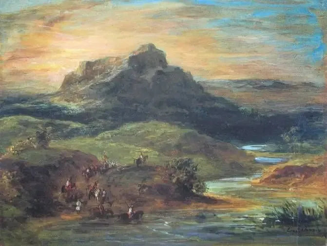 Arabische ruiters die de Sébou oversteken - Eugène Delacroix