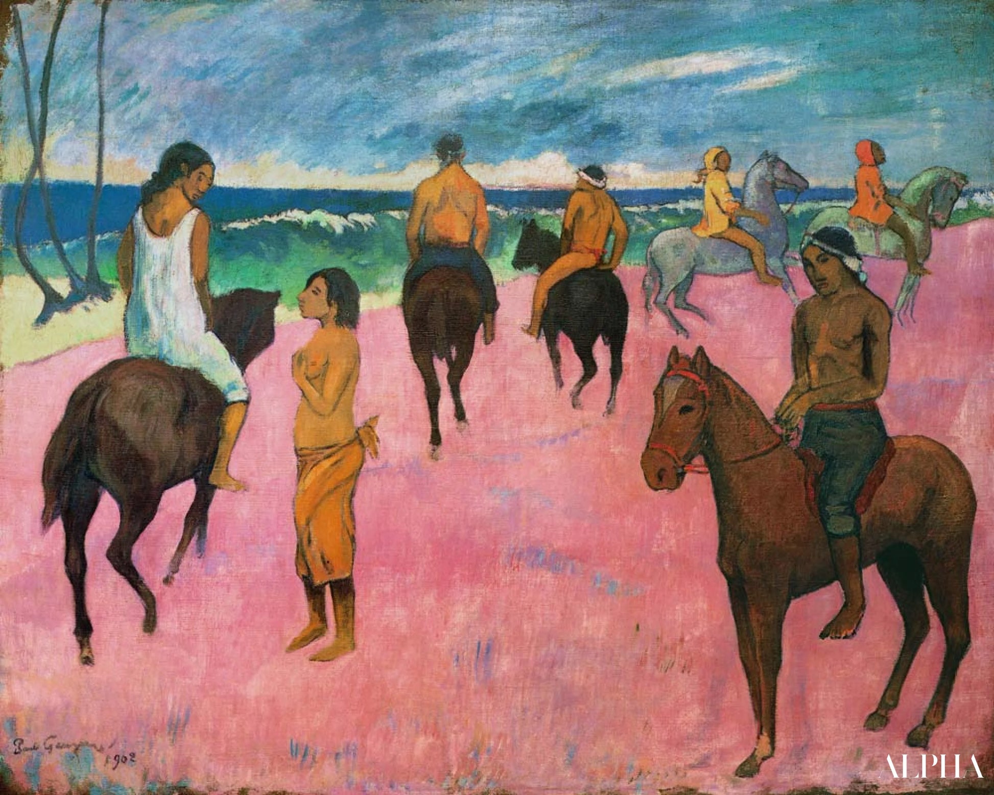 Ridders op het strand - Paul Gauguin - Reproducties van schilderijen en hoogwaardige schilderijen