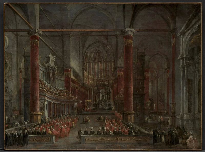 Pontificale ceremonie in de Sint-Jan-de-Doperkerk in Venetië, 1782 - Francesco Guardi