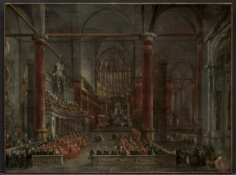 Pontificale ceremonie in de Sint-Jan-de-Doperkerk in Venetië, 1782 - Francesco Guardi