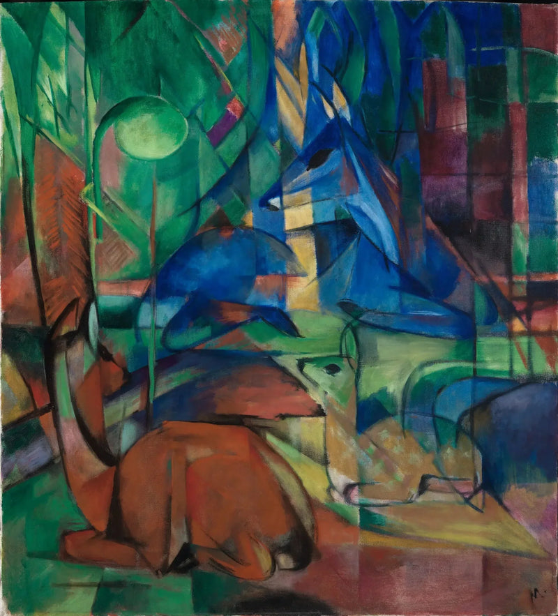 Hert in het bos II - Franz Marc