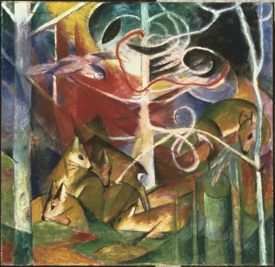 Herten in het bos I - Franz Marc
